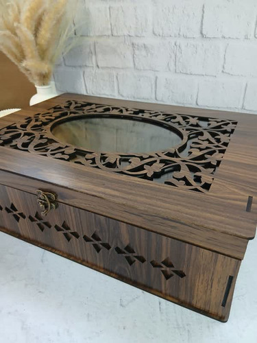 جعبه چوبی از جنس ام دی اف . لوکس . مخصوص تی بگ - دمنوش- شکلات - اجیل و میوه خشک