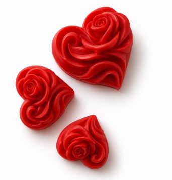 قالب سیلیکونی قلب گل برجسته - شمع قلب گل - بیس سنگی